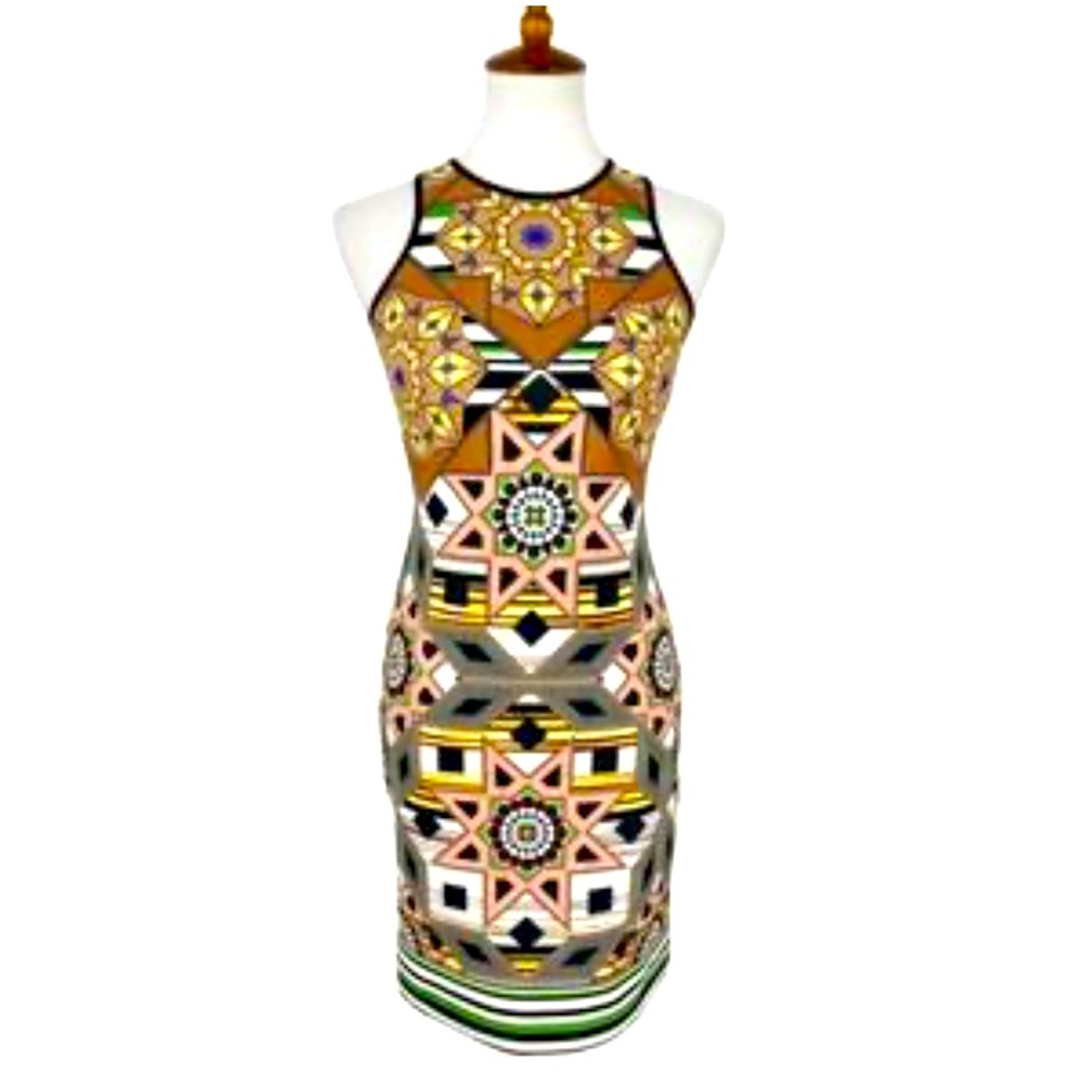 Clover Canyon Dress Womens Abstract Jewels Fitted Neoprene Cocktail Size S